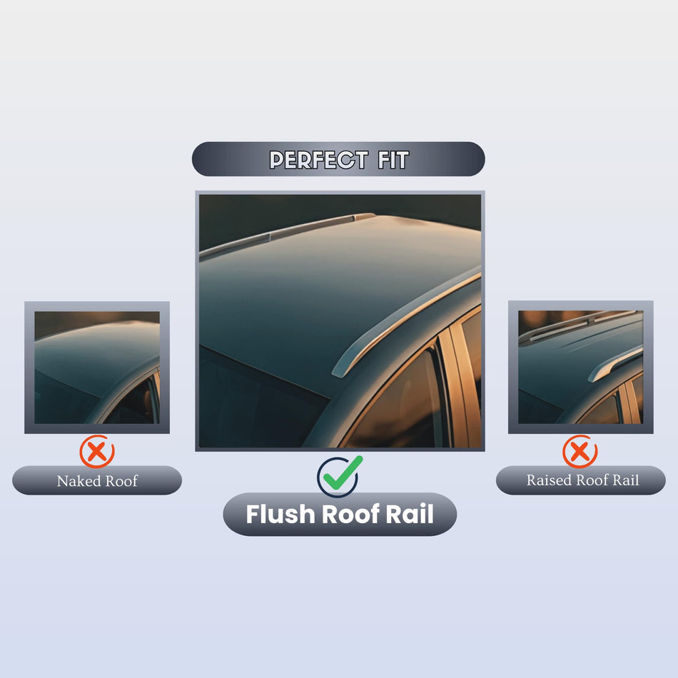 Universal Roof Bars, 118/140 cm, Fits Flush Roof Rails, Black/Grey