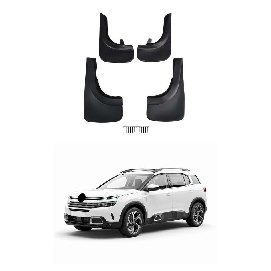 Universal Mud Flaps For Citroen C5 Aircross 2018-2026 Mudflaps Splash Guards Mudguards, Front Rear Set of 4, Black