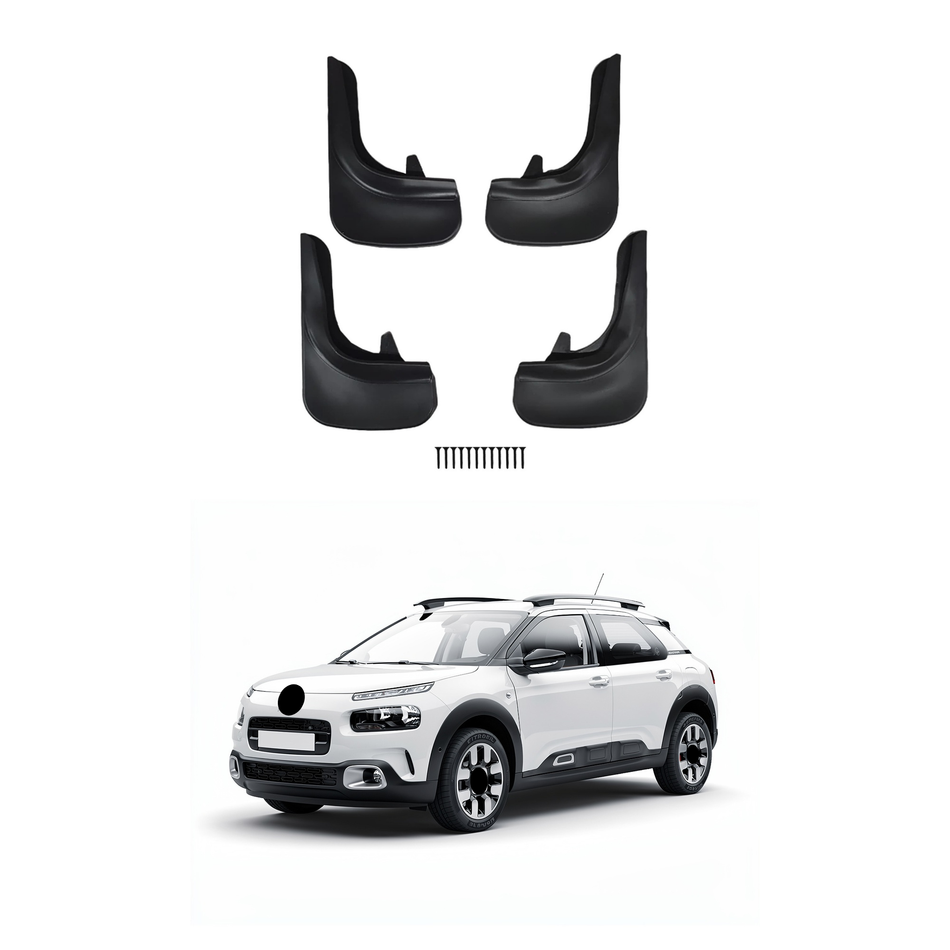 Universal Mud Flaps For Citroen C4 Cactus 2014-2021 Mudflaps Splash Guards Mudguards, Front Rear Set of 4, Black