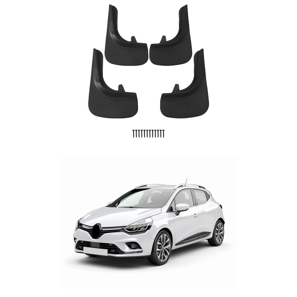 Universal Mud Flaps For Renault Clio 1998-2026 Mudflaps Splash Guards Mudguards, Front Rear Set of 4, Black