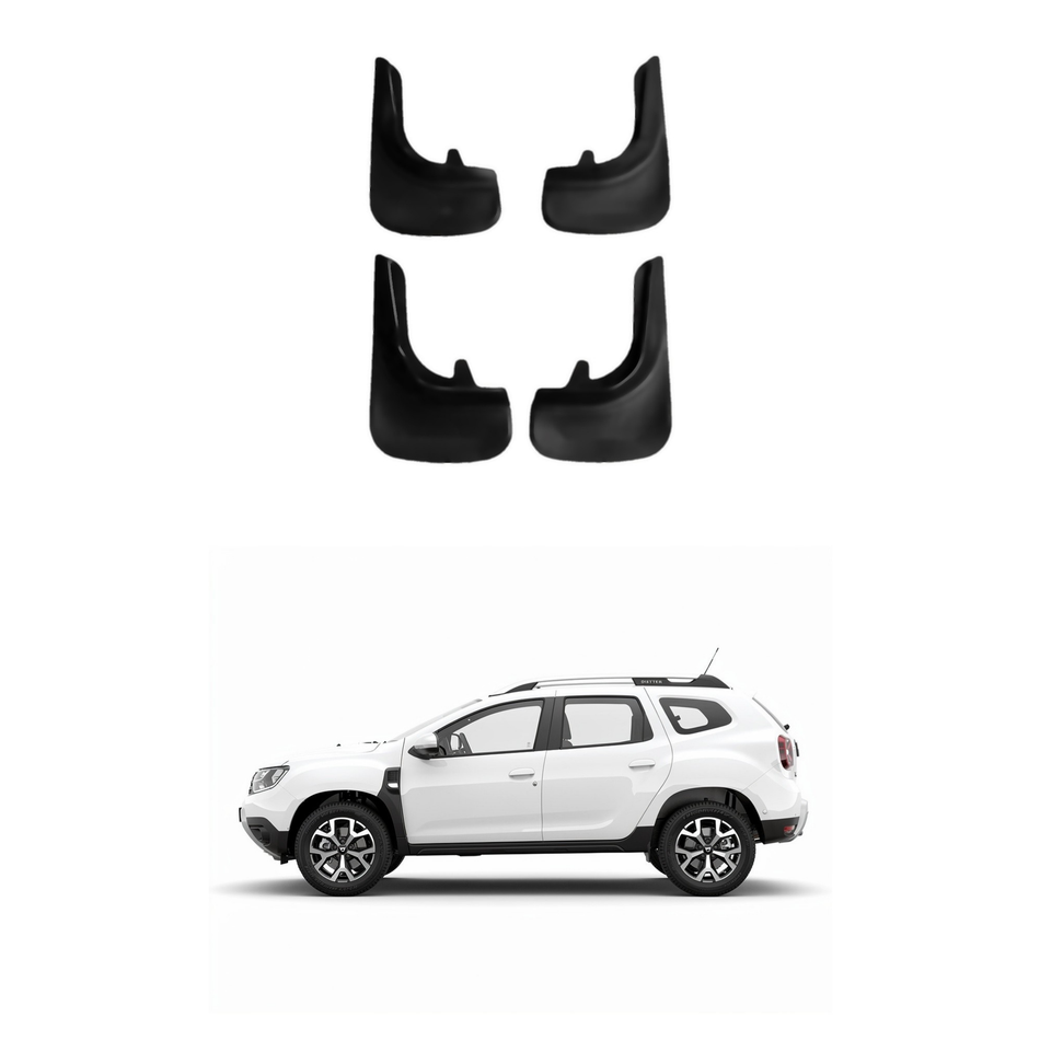 Universal Mud Flaps For Dacia Duster 2 (HM) 2018-2024 Mudflaps Splash Guards Mudguards, Front Rear Set of 4, Black