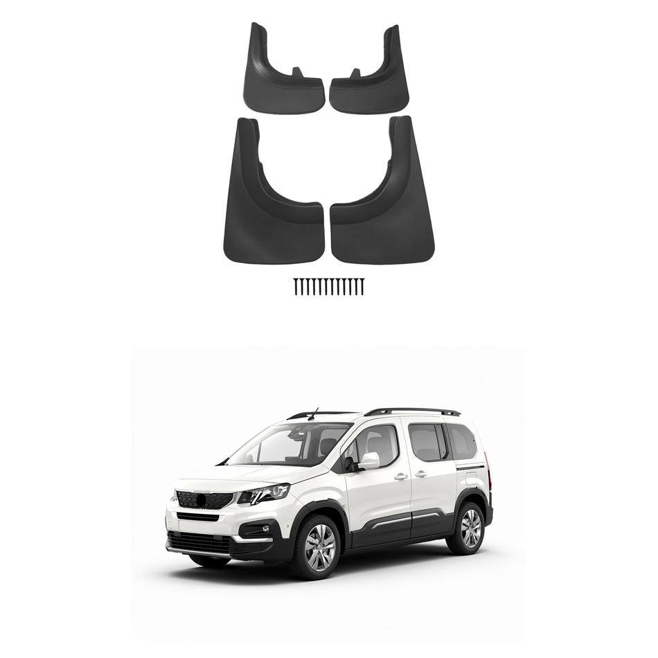 Universal Mud Flaps For Peugeot Rifter 2019-2026 Mudflaps Splash Guards Mudguards, Front Rear Set of 4, Black