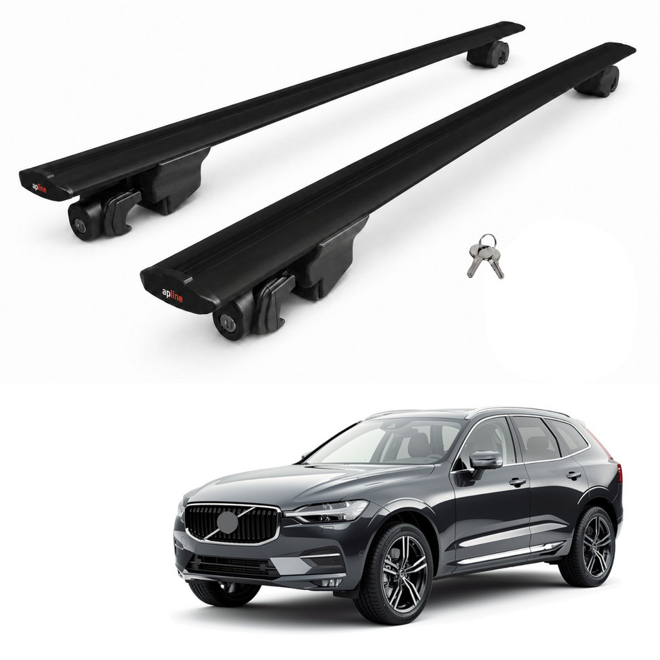 AUTOAXORY Roof Rack Bars Compatible with Volvo XC60 II 2017-2025, Flush Rail Fit, Lockable Aluminium Cross Bars, Black, 2 Bars