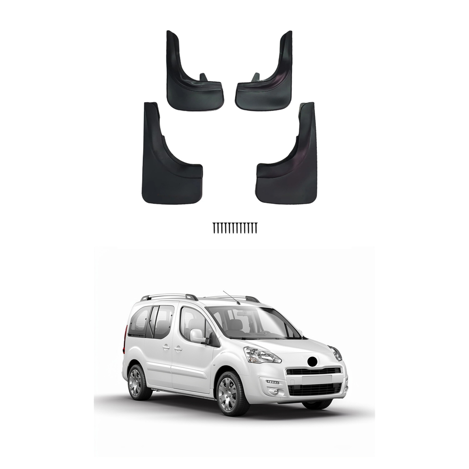 Universal Mud Flaps For Peugeot Partner 2 Tepee 2008-2018 Mudflaps Splash Guards Mudguards, Front Rear Set of 4, Black