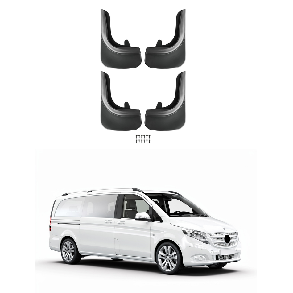 Universal Mud Flaps For Mercedes Viano 1996-2026 Mudflaps Splash Guards Mudguards, Front Rear Set of 4, Black