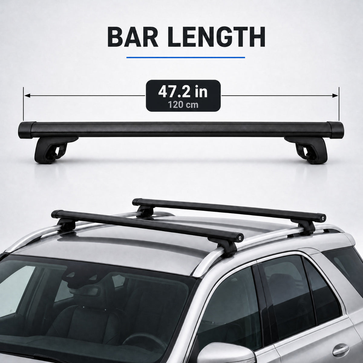 Roof Rack Bars Compatible with BMW X3 (E83) 2003-2010, Raised Rail Fit, Lockable Aluminum Cross Bars, Black, 2 Bars