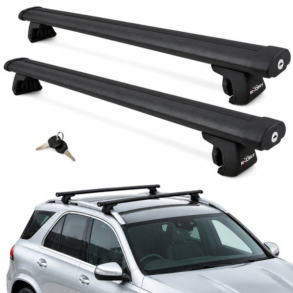 Roof Rack Bars Compatible with Jeep Cherokee 2014-2023, Raised Rail Fit, Lockable Aluminum Cross Bars, Black, 2 Bars