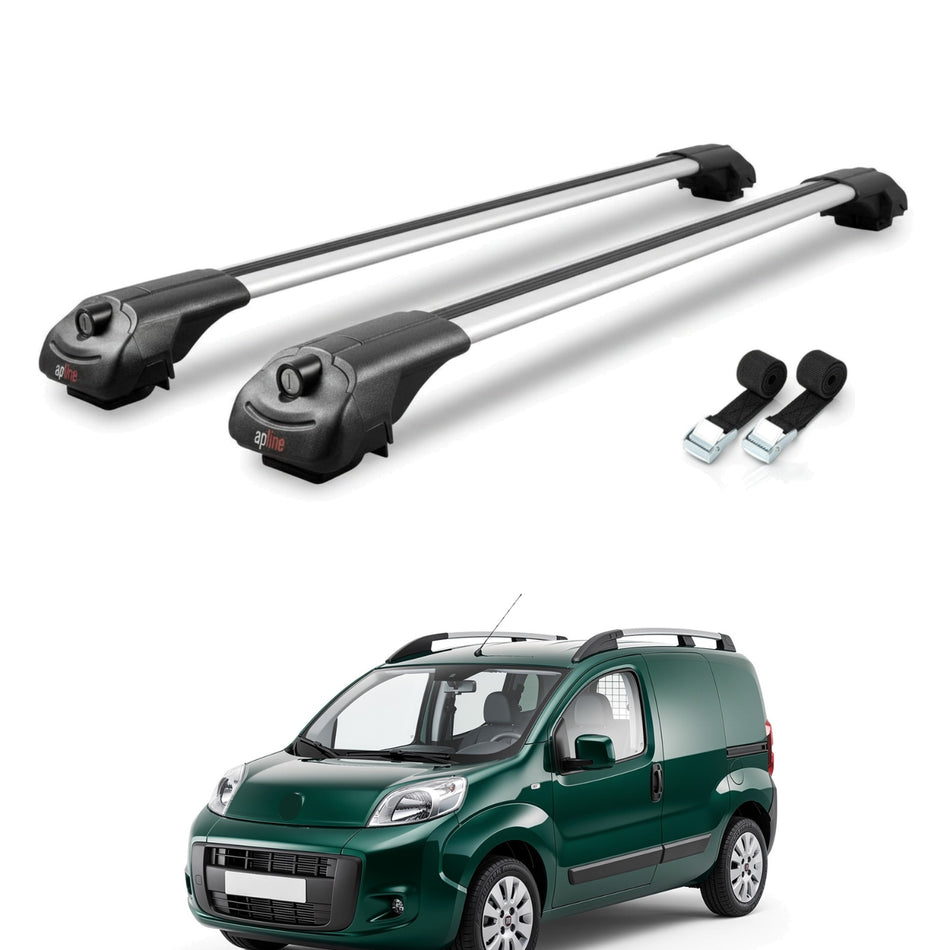 Roof Bars Compatible with Fiat Fiorino 3 2007-2025, Grey, 2 Bars with Straps.