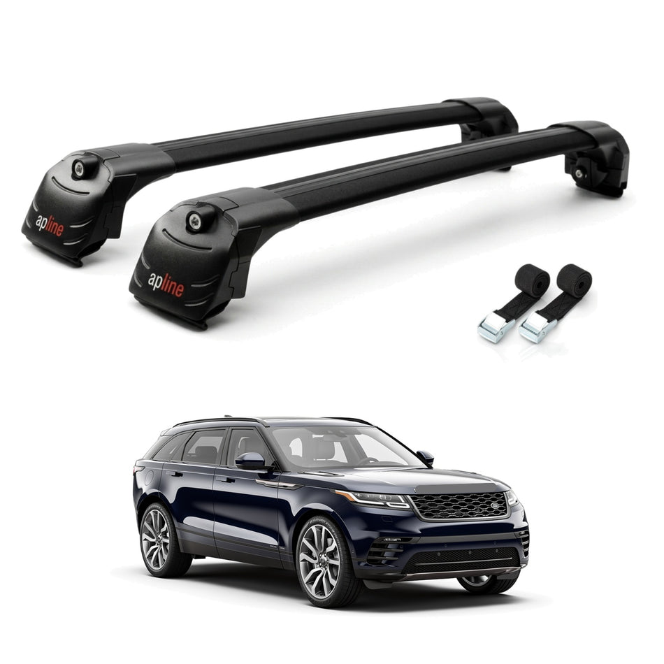 Roof Bars Compatible with Land Rover Range Rover Velar 2018-2024, Black, 2 Bars with Straps