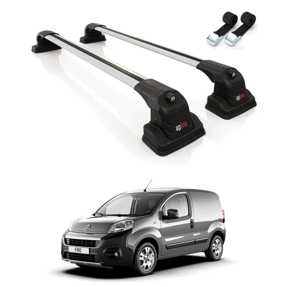 Roof Bars Compatible with Fiat Fiorino 2008-2025, Grey, 2 Bars with Straps