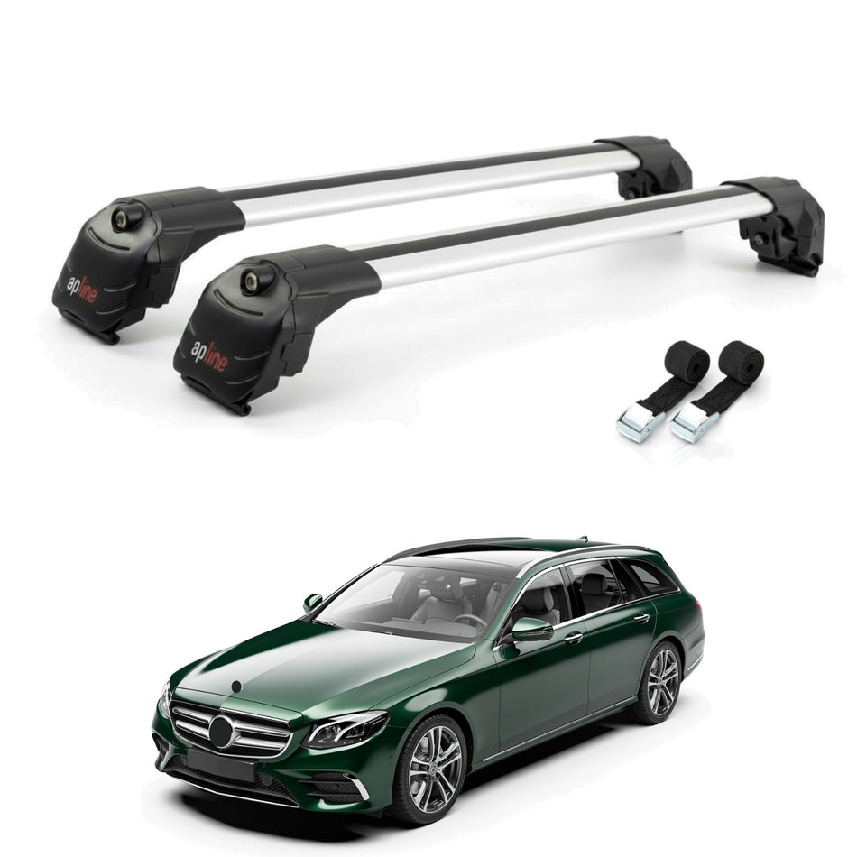 Roof Bars Compatible with Mercedes E Class S213 2017-2023, Grey, 2 Bars with Straps