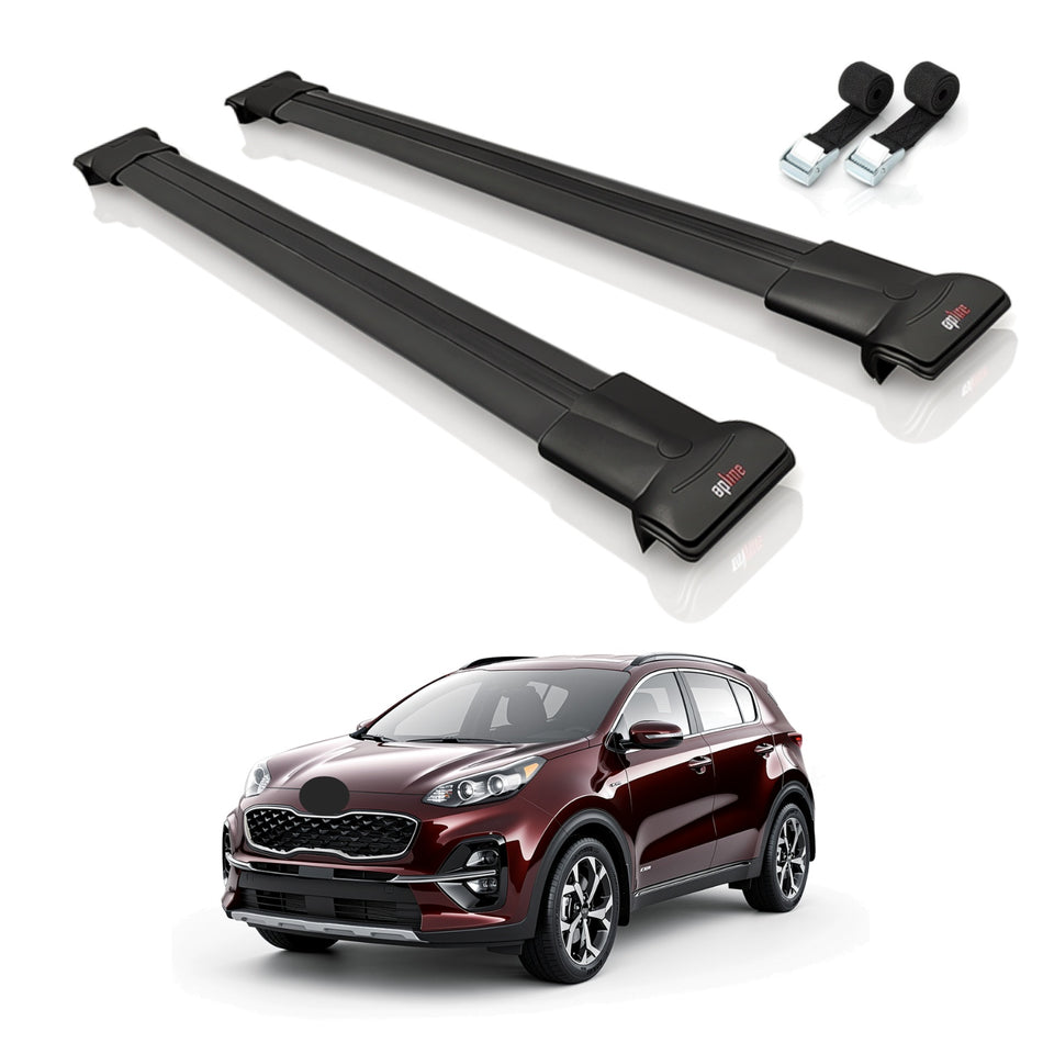 Roof Bars Compatible with Kia Sportage 2023-2025, Black, 2 Bars with Straps