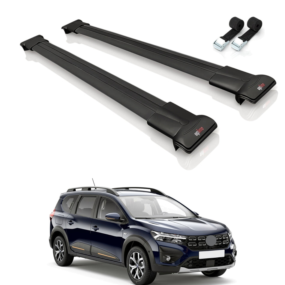 Roof Bars Compatible with Dacia Jogger 2021-2025, Black, 2 Bars with Straps