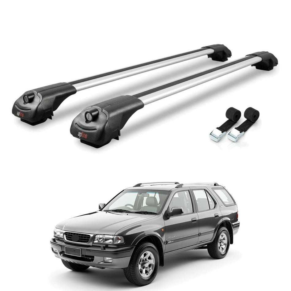 Roof Bars Compatible with Holden Frontera Sport 1992-1998, Grey, 2 Bars with Straps.