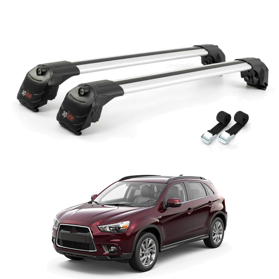 Roof Bars Compatible with Mitsubishi Outlander Sport (GA) 2010-2022, Grey, 2 Bars with Straps