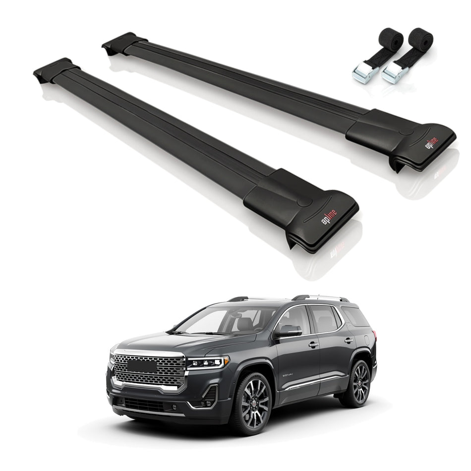 Roof Bars Compatible with GMC Acadia Denali 2024-2025, Black, 2 Bars with Straps