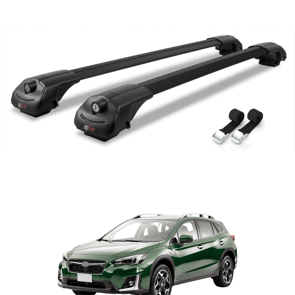 Roof Bars Compatible with Subaru XV 2 2018-2023, Black, 2 Bars with Straps