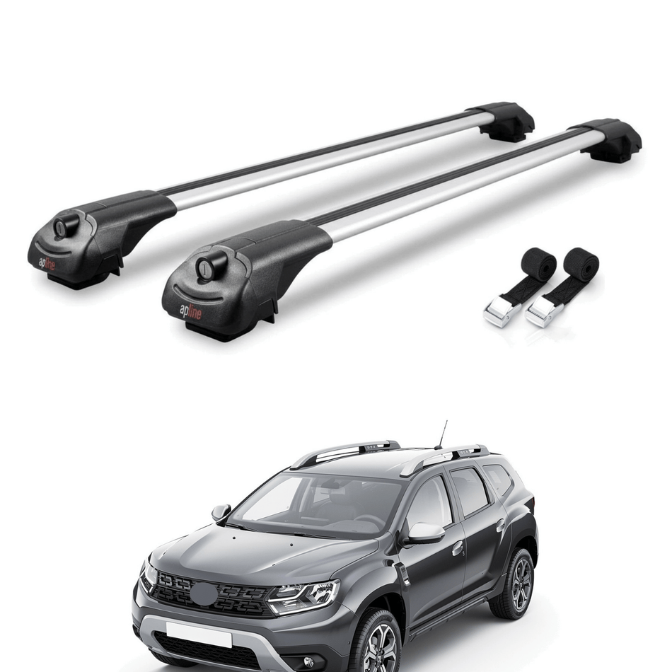 Roof Bars Compatible with Dacia Duster 3 (P1310) 2024-2025, Grey, 2 Bars with Straps.