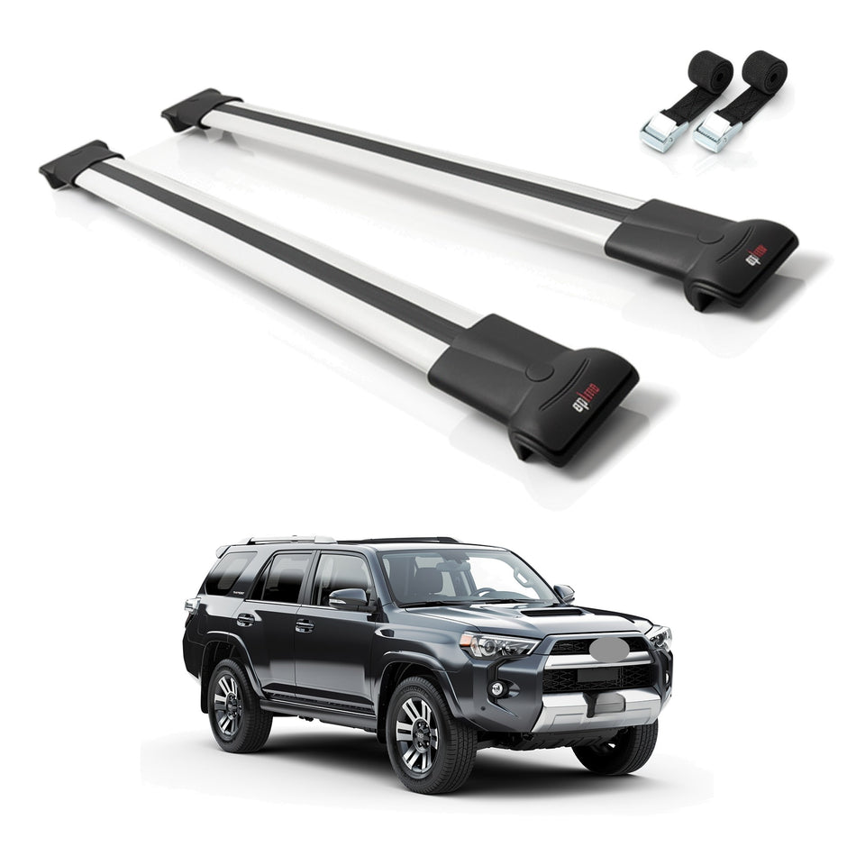 Roof Bars Compatible with Toyota 4Runner (N280) 2010-2024, Grey, 2 Bars with Straps