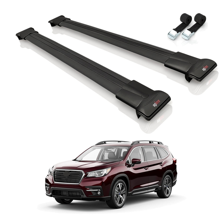 Roof Bars Compatible with Subaru Ascent 2019-2025, Black, 2 Bars with Straps