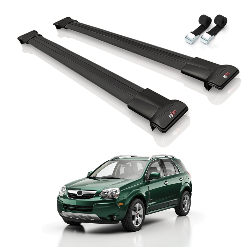 Roof Bars Compatible with Saturn Vue 2 2008-2010, Black, 2 Bars with Straps