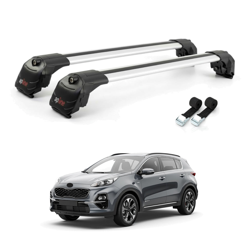 Roof Bars Compatible with Kia Sportage 5 (NQ5) 2022-2025 Non-Sunroof, Grey, 2 Bars with Straps