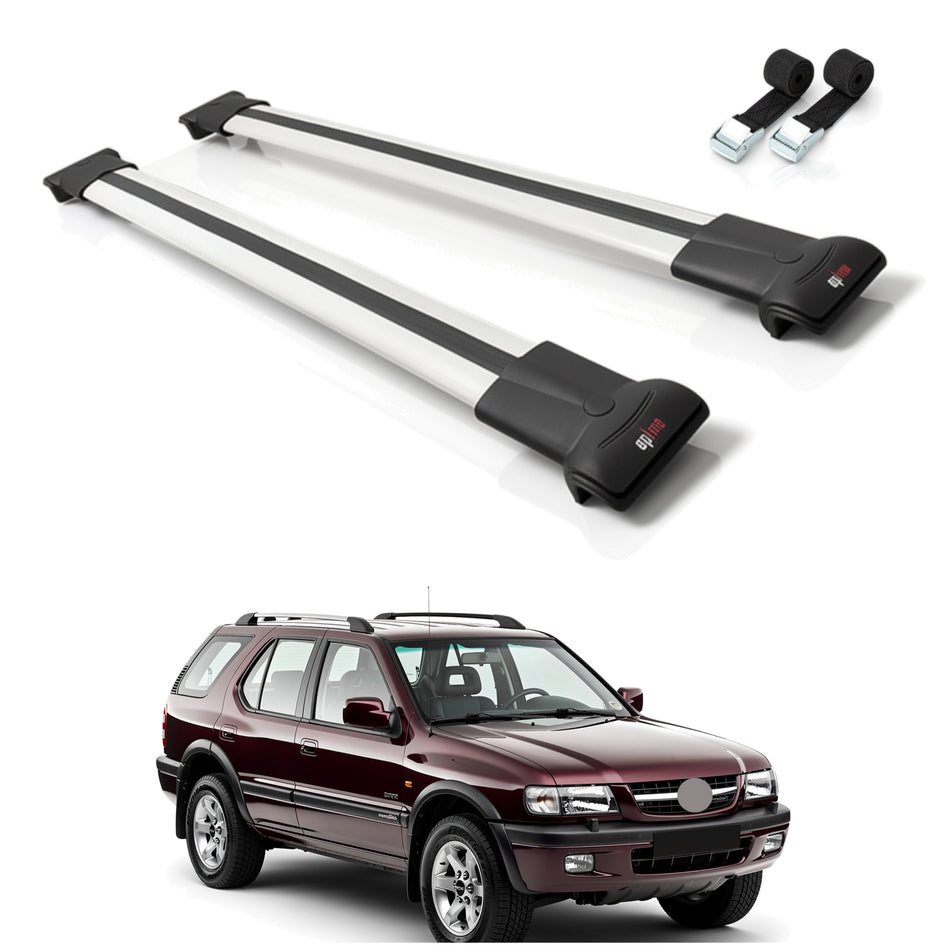 Roof Bars Compatible with Opel Frontera Sport 2 1999-2004, Grey, 2 Bars with Straps