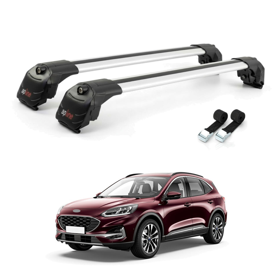 Roof Bars Compatible with Ford Kuga 3 (CX482) 2020-2025, Grey, 2 Bars with Straps