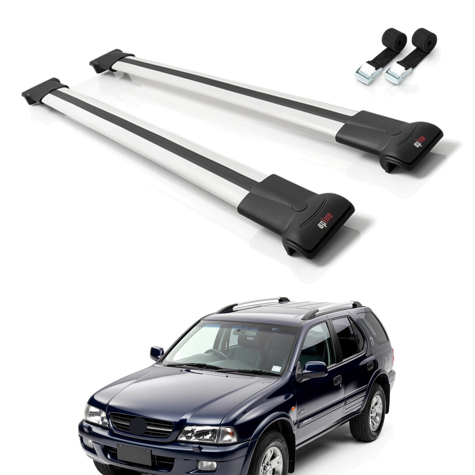 Roof Bars Compatible with Holden Frontera 2 1999-2004, Grey, 2 Bars with Straps