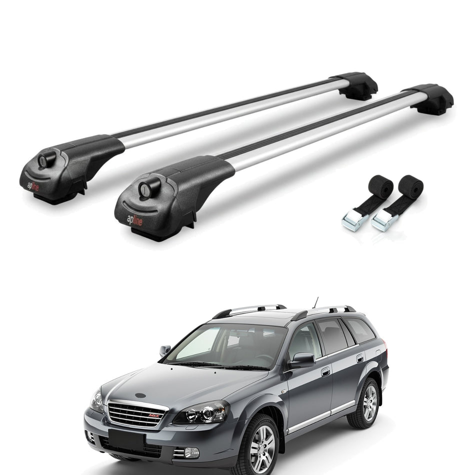 Roof Bars Compatible with Daewoo Winstorm MaXX 2006-2011, Grey, 2 Bars with Straps.