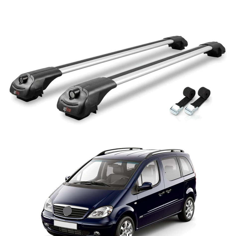 Roof Bars Compatible with Mercedes Vaneo (W414) 2002-2005, Grey, 2 Bars with Straps.