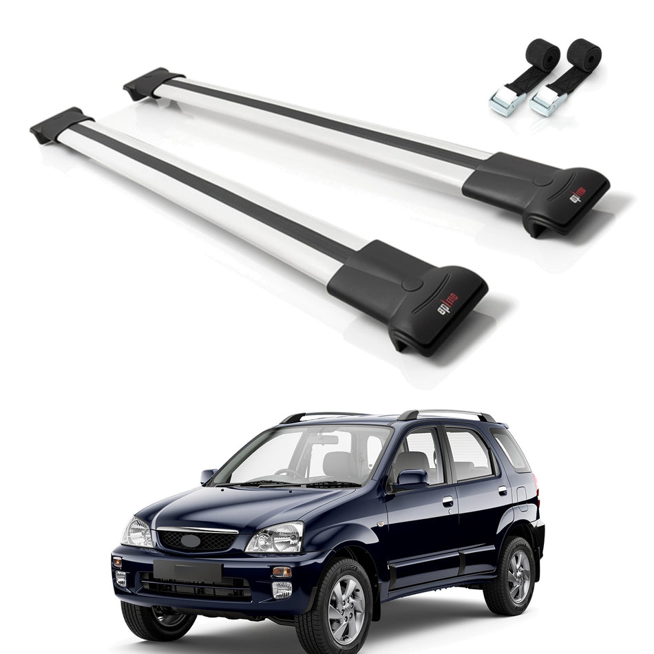 Roof Bars Compatible with Daihatsu Terios (J100) 1997-2005, Grey, 2 Bars with Straps