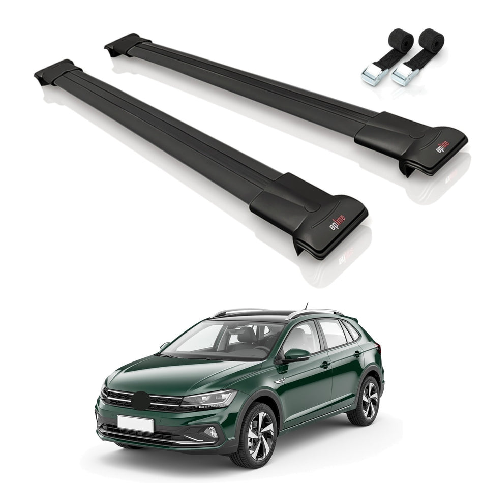 Roof Bars Compatible with VW Nivus 2020-2024, Black, 2 Bars with Straps