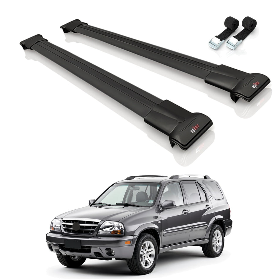 Roof Bars Compatible with Suzuki XL-7 1998-2006, Black, 2 Bars with Straps
