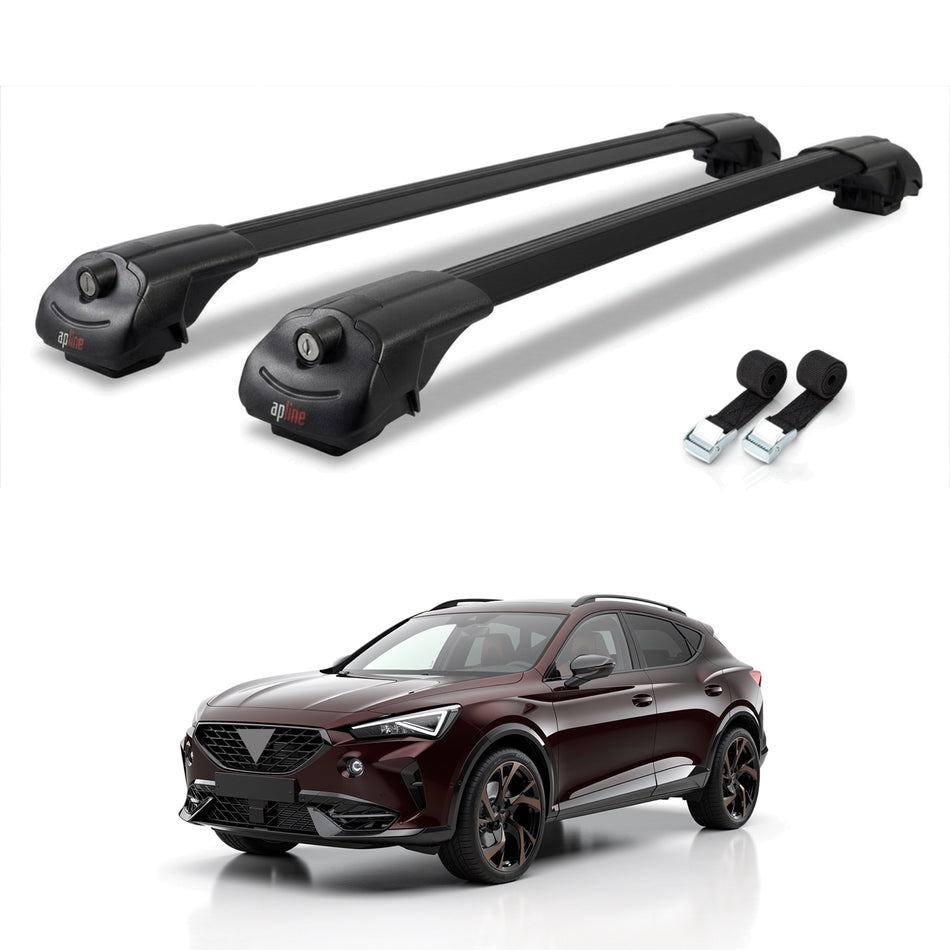 Roof Bars Compatible with Cupra Formentor 2020-2025, Black, 2 Bars with Straps