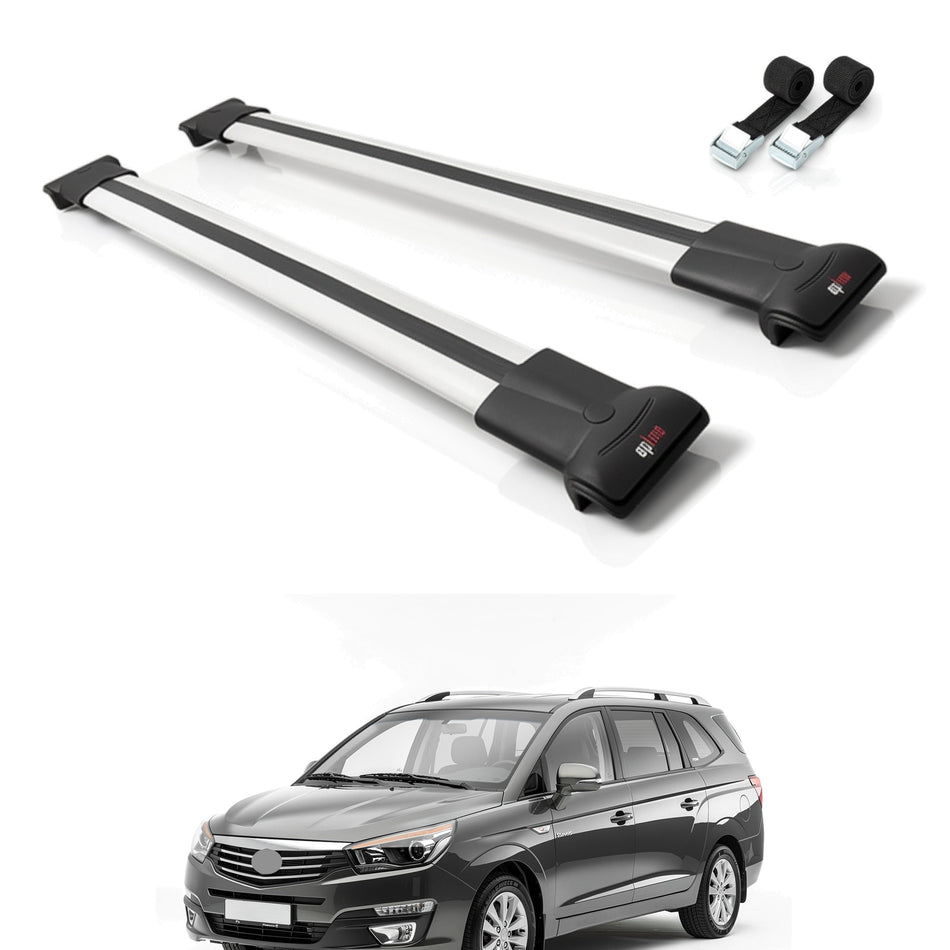 Roof Bars Compatible with Ssangyong Stavic 2 2013-2019, Grey, 2 Bars with Straps