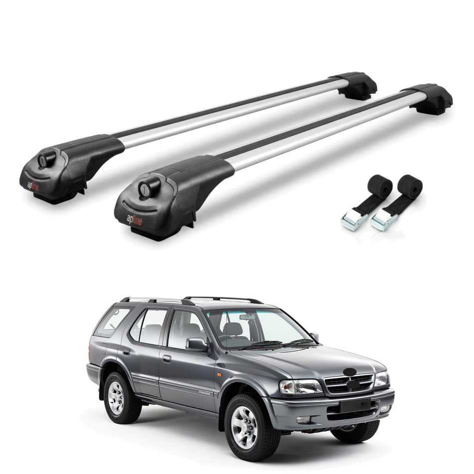 Roof Bars Compatible with Holden Frontera 1992-1998, Grey, 2 Bars with Straps.