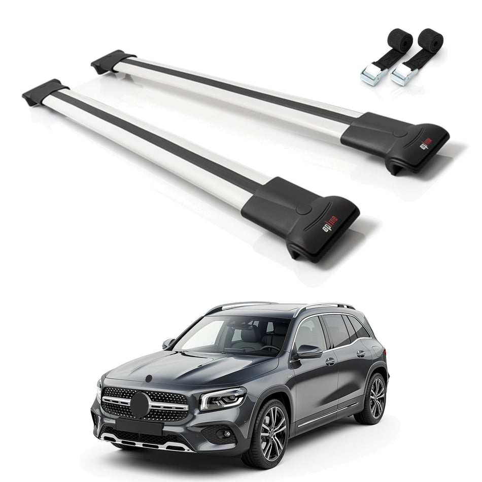 Roof Bars Compatible with Mercedes GLB Class (X247) 2020-2025, Grey, 2 Bars with Straps