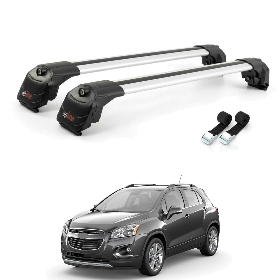 Roof Bars Compatible with Chevrolet Trax (U200) 2013-2022, Grey, 2 Bars with Straps