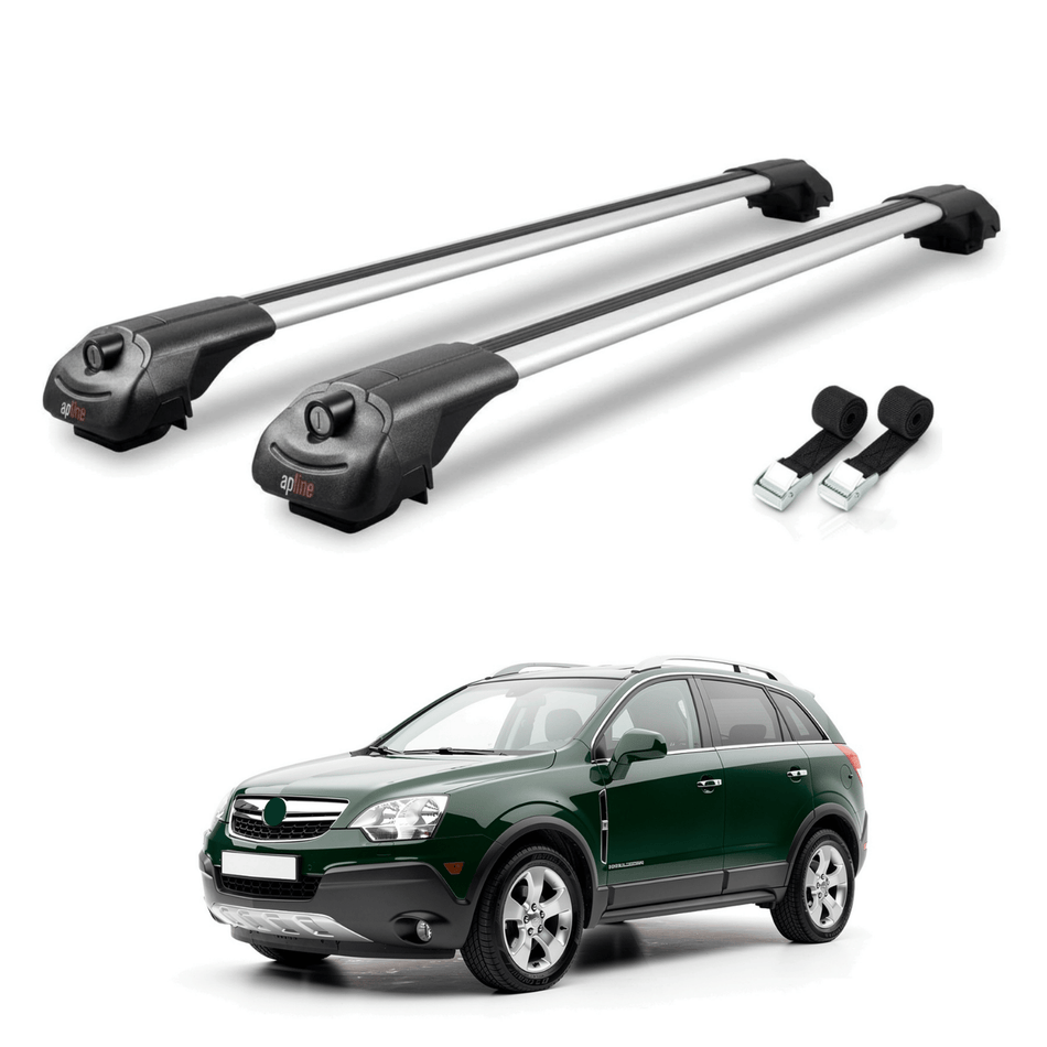 Roof Bars Compatible with Opel Antara 2007-2016, Grey, 2 Bars with Straps.