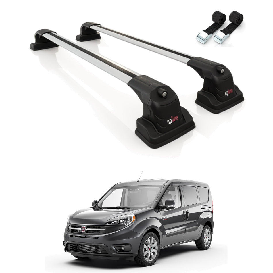 Roof Bars Compatible with Ram Promaster City 2015-2025, Grey, 2 Bars with Straps