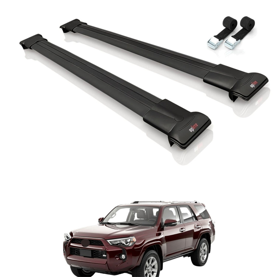 Roof Bars Compatible with Toyota 4Runner (N280) 2010-2024, Black, 2 Bars with Straps