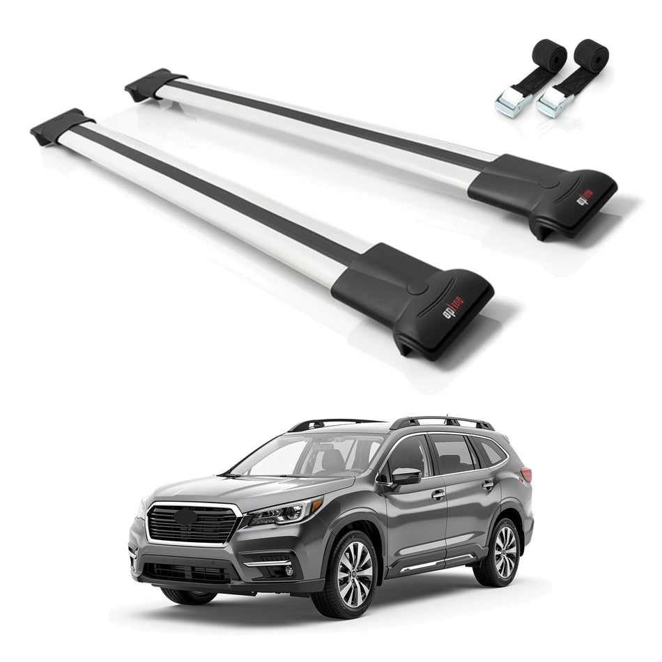 Roof Bars Compatible with Subaru Ascent 2019-2025, Grey, 2 Bars with Straps