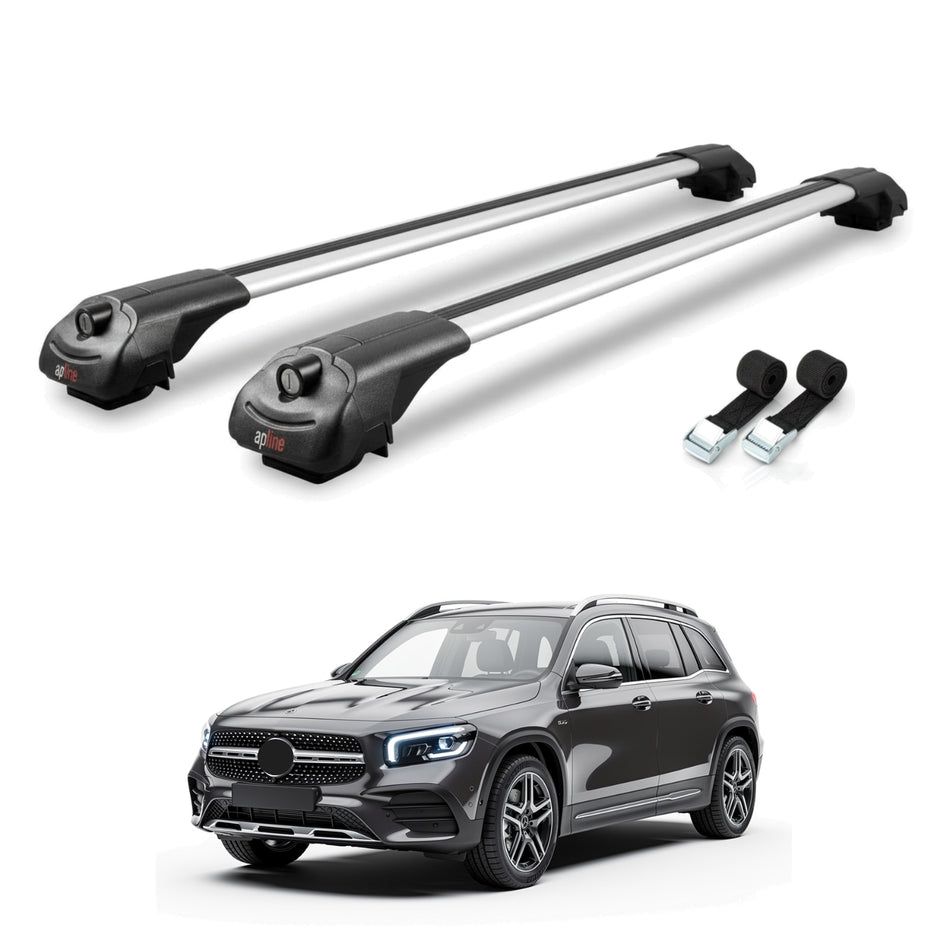 Roof Bars Compatible with Mercedes GLB Class (X247) 2020-2025, Grey, 2 Bars with Straps.