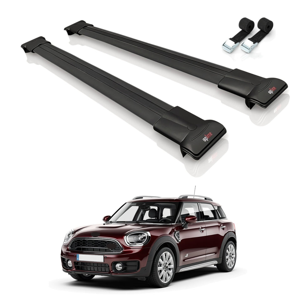 Roof Bars Compatible with Mini Countryman 2 (F60) 2017-2023, Black, 2 Bars with Straps