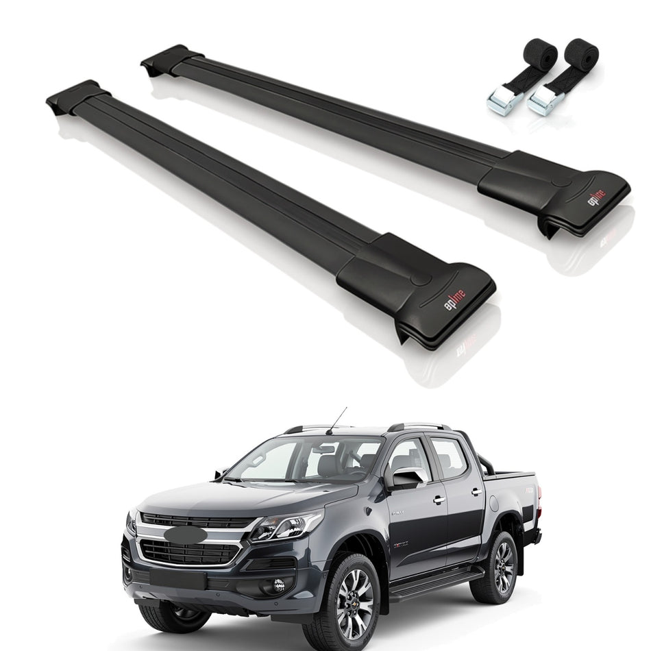 Roof Bars Compatible with Chevrolet D-Max (RT85) 2016-2019, Black, 2 Bars with Straps