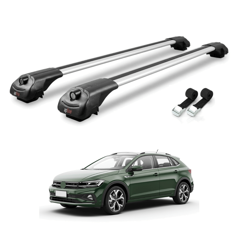 Roof Bars Compatible with VW Nivus 2020-2024, Grey, 2 Bars with Straps.
