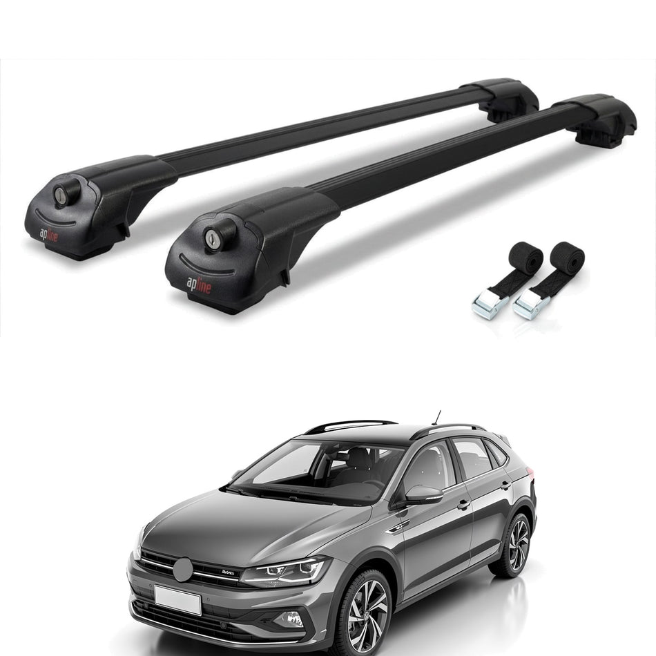 Roof Bars Compatible with VW Nivus 2020-2024, Black, 2 Bars with Straps