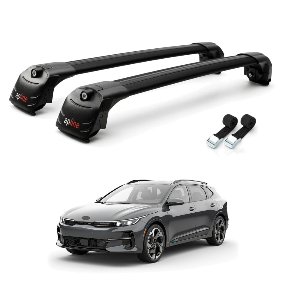 Roof Bars Compatible with Kia EV3 2024-2025, Black, 2 Bars with Straps