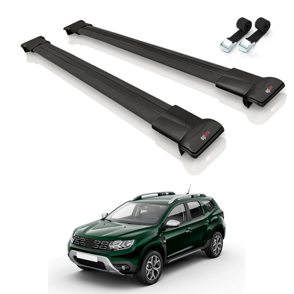 Roof Bars Compatible with Dacia Duster 3 (P1310) 2024-2025, Black, 2 Bars with Straps